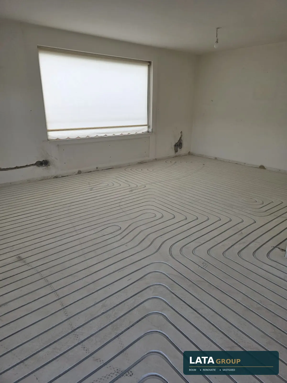 Door LATA aangelegde vloerverwarming tijdens uitvoering